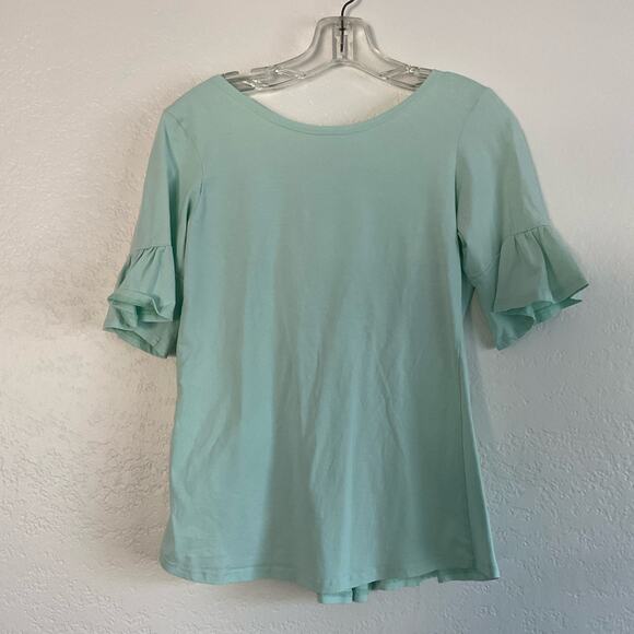 Elegantees Sea Foam Blue/Green Ruffle Tee Small - Picture 1 of 10